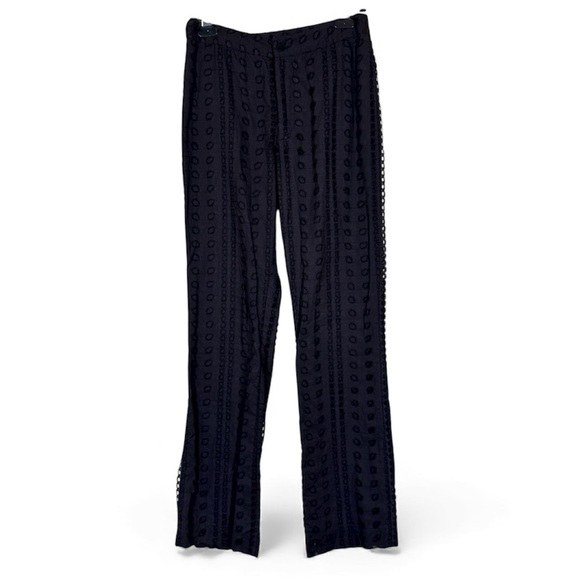 Anna Sui Black Eyelet Lace Trouser Dress Pants Womens 6 Whimsigoth Preppy Fall